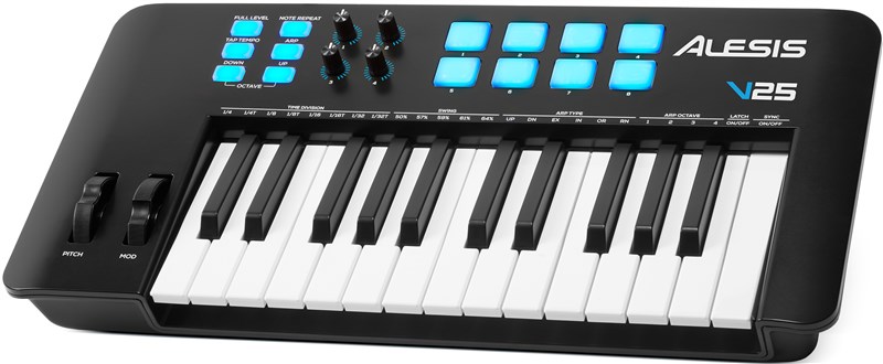 Alesis V25 MIDI Keyboard Controller, Right Tilt