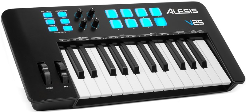 Alesis V25 MIDI Keyboard Controller, Left Tilt