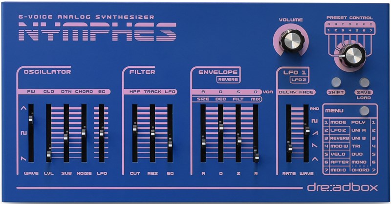 Dreadbox Nymphes Analog Synth, Front