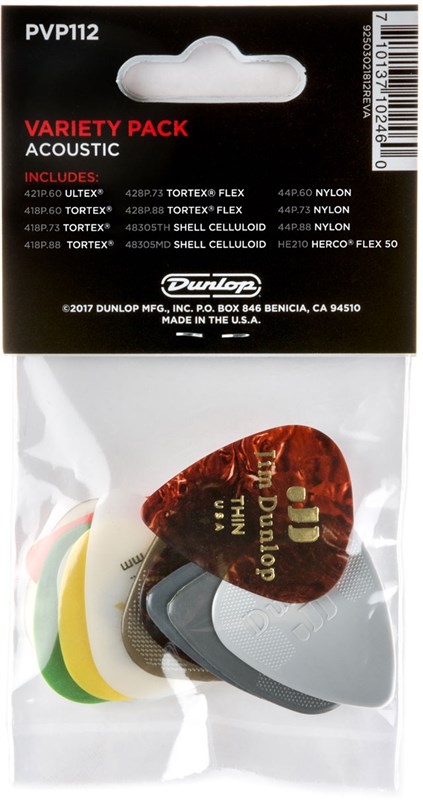 Dunlop PVP112 Acoustic Pick Variety Pack Back