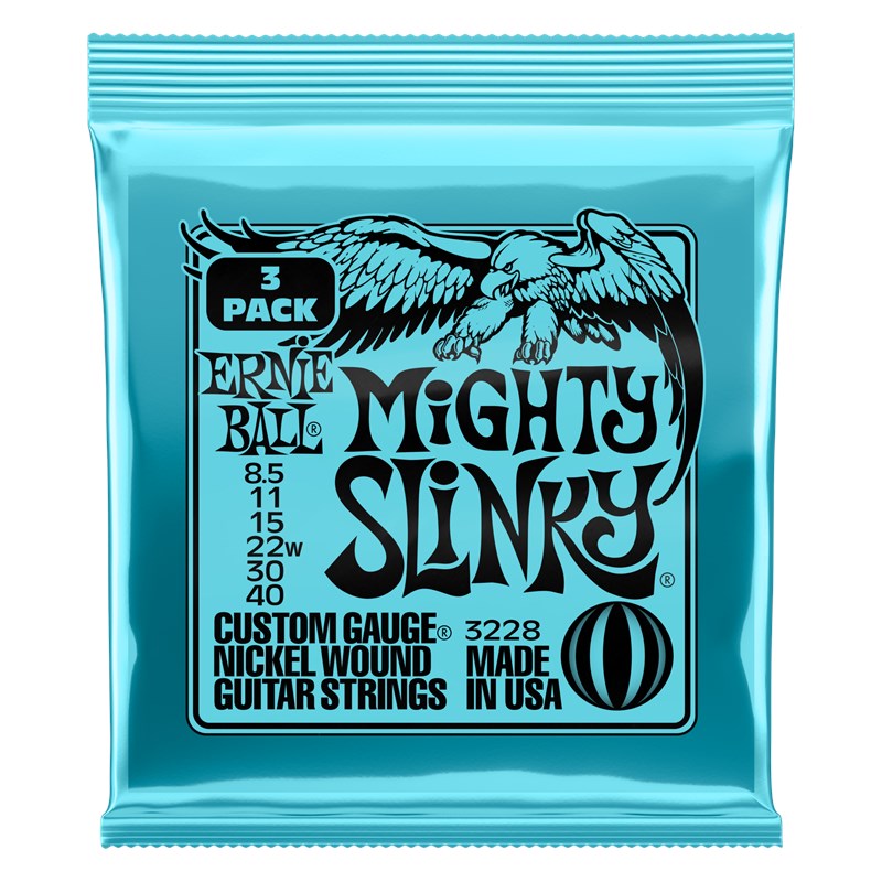 Ernie Ball 3228 Mighty Slinky, 8.5-40, 3 Pack