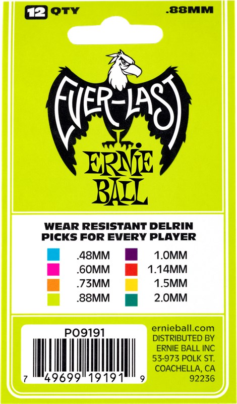 Ernie Ball Everlast .88mm Green 12 Pack Back