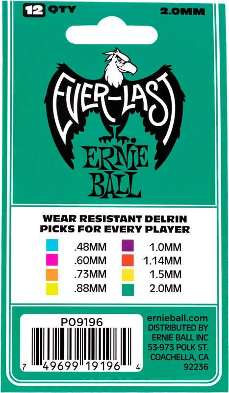 Ernie Ball Everlast 2mm Teal 12 Pack Back