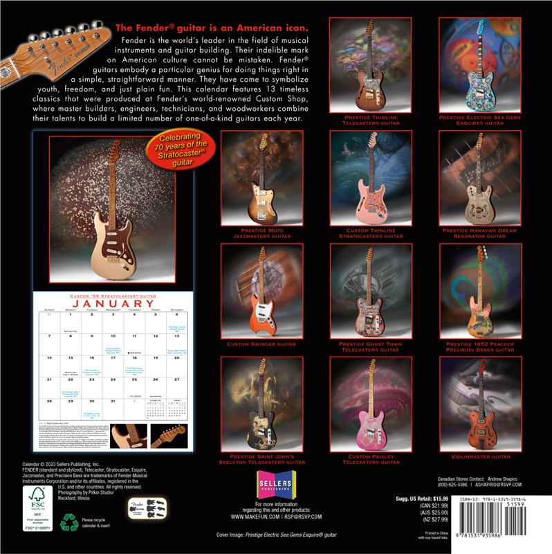 Fender 2024 Custom Shop Calendar GAK