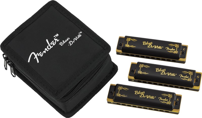 Fender Blues DeVille Harmonica Pack of 3 with Case