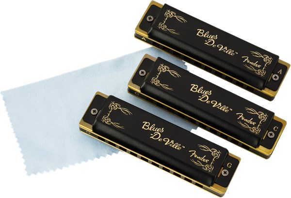 Fender Blues DeVille Harmonica Pack of 3 with Case