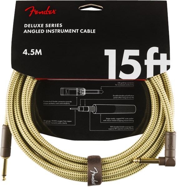 Fender Deluxe Cable Angled 15ft Tweed