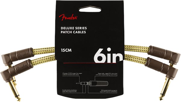 Fender Deluxe Patch Cable 15cm/6in Tweed 2 Pack