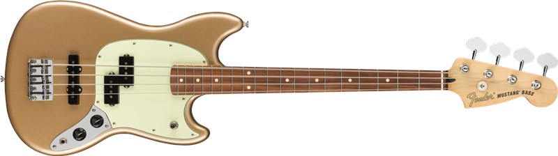 Fender Mustang Bass PJ Pau Ferro, Firemist Gold