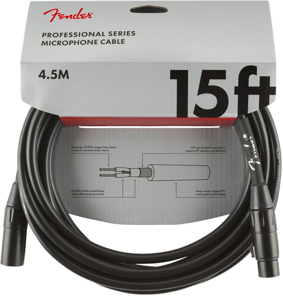 Fender Professional Mic Cable 4.5m/15ft Black