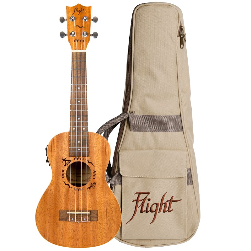 Flight DUC523CEQ Concert Electro Ukulele, Mahogany