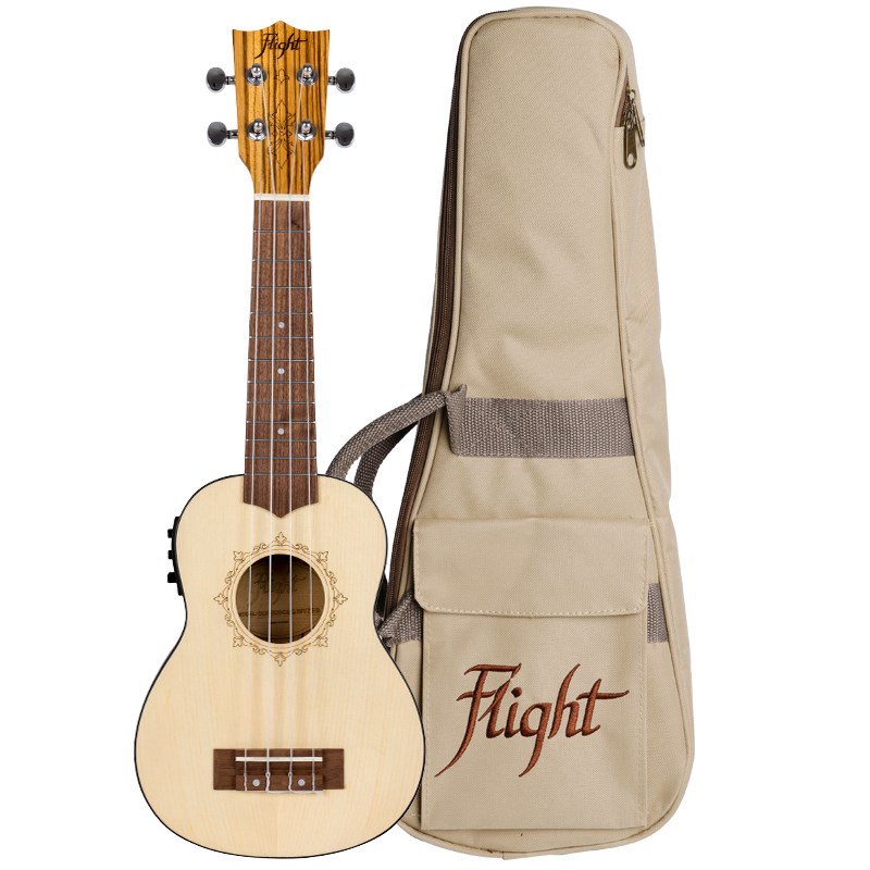 Flight DUS320CEQ Soprano Electro Ukulele, Zeb B&S