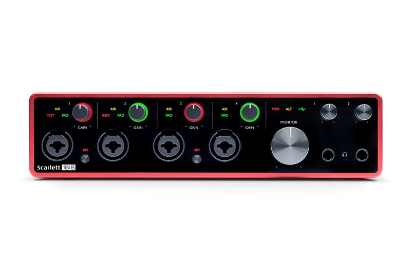 Focusrite Scarlett 18i8 USB, 3rd Gen, front view