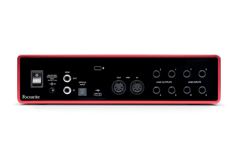 Focusrite Scarlett 18i8 USB, 3rd Gen, back view