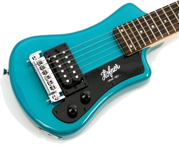 hofner shorty electric travel guitar blue