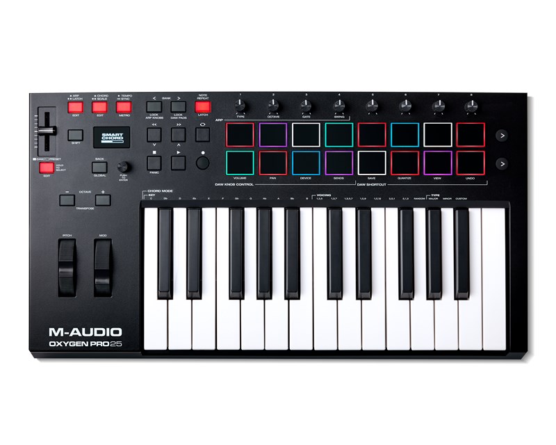 M-Audio Oxygen Pro 25 USB MIDI Keyboard Top View