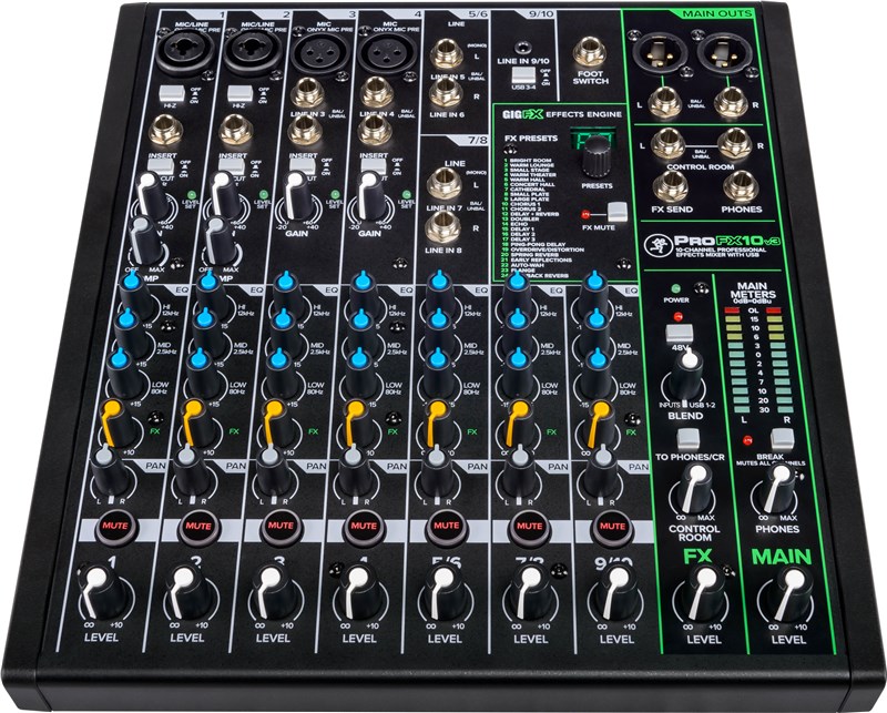 Mackie ProFX10 V3 Mixer, front view 2