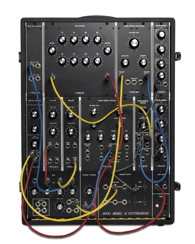 Moog Model 10 Synthesiser, front with cabling view