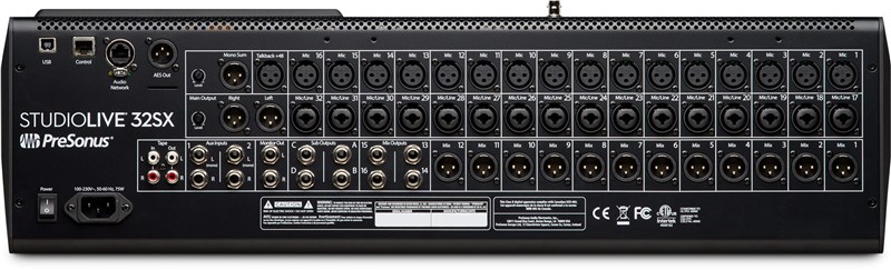 StudioLive 32SX Digital Mixer, back view