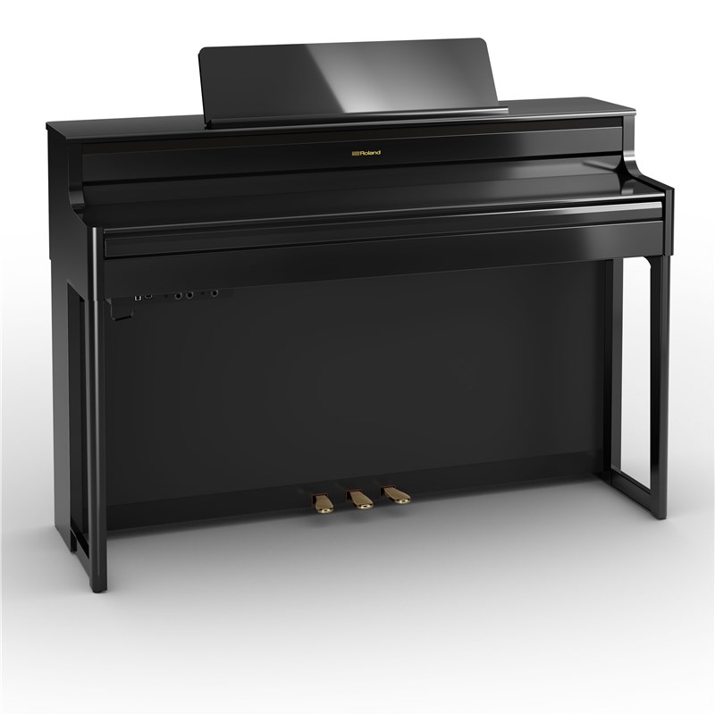 Roland HP-704 Polished Ebony,lid closed