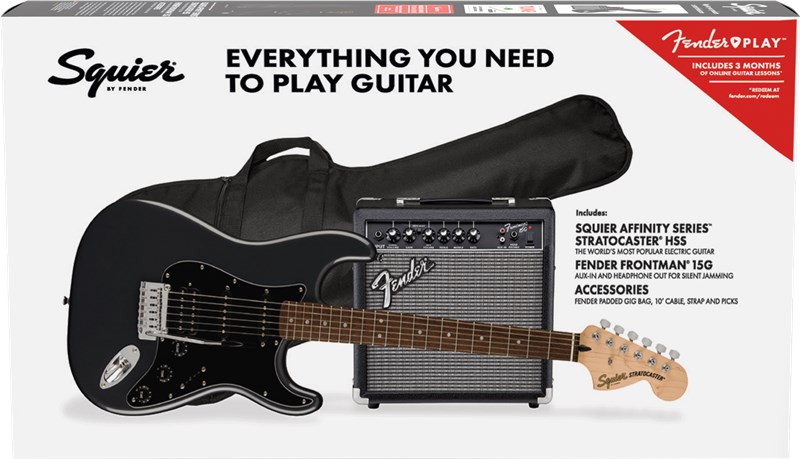 Squier Strat HSS Pack Charcoal Frost Metallic