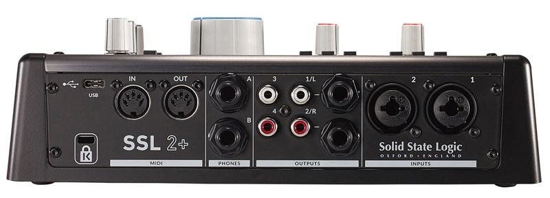 SSL 2+ USB Audio Interface, back view