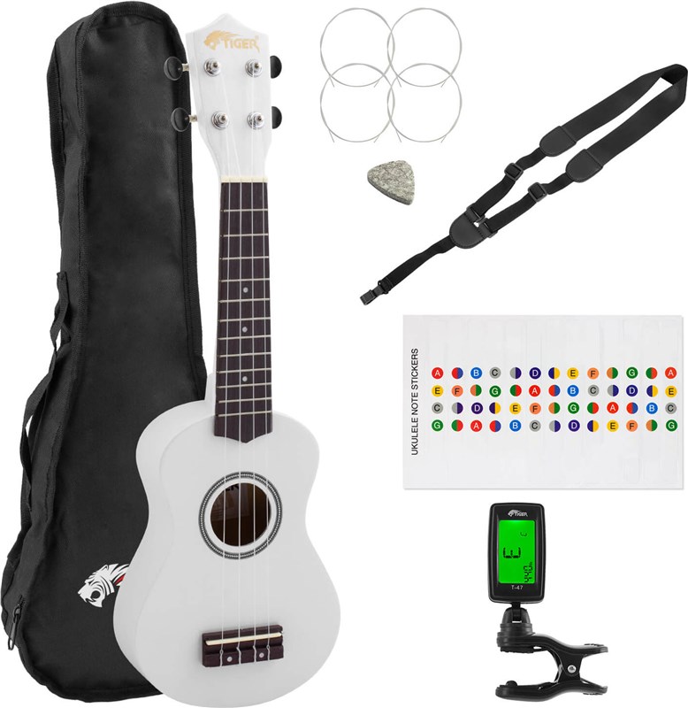 Tiger Soprano Ukulele Pack White