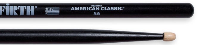 5A Wood Tip Drumsticks, Black