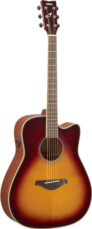 Yamaha FGC-TA Electro Acoustic Sunburst Front Tilt