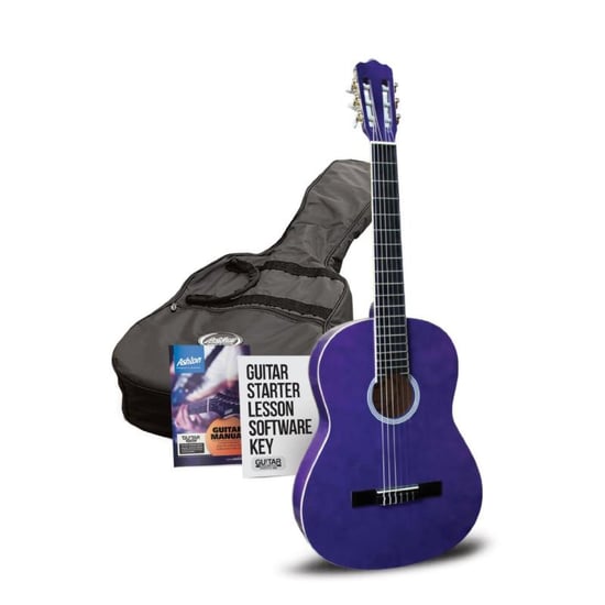 Ashton SPCG34TP ¾ Size Classical Guitar Starter Pack (Trans Purple)