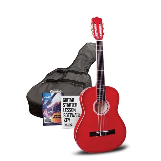 Ashton SPCG34TRB ¾ Size Classical Guitar Starter Pack (Trans Red)