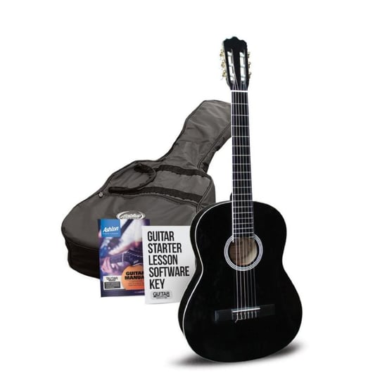 Ashton SPCG44BK Classical Guitar Starter Pack (Black)