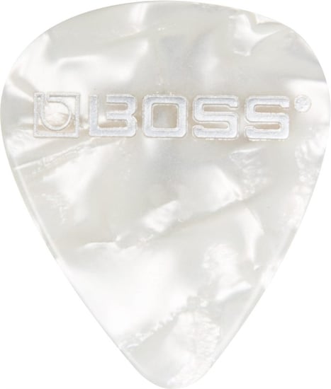 Boss BPK-12-WM Celluloid Pick, Medium, White Pearl, 12 Pack