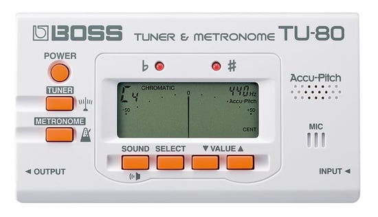 Boss TU80 Digital Chromatic Tuner/Metronome (White)