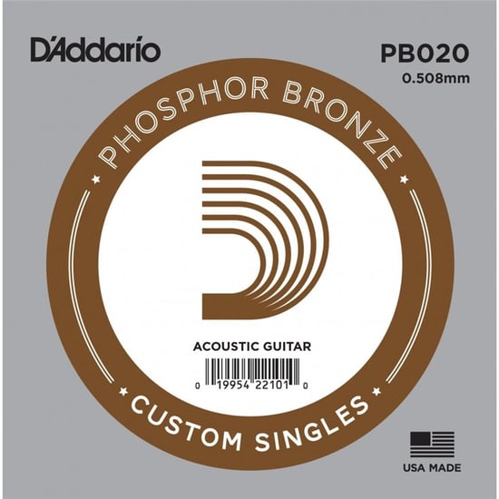 D'Addario PB020 Phosphor Bronze Wound Single String, 20
