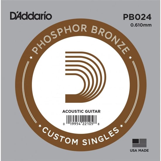 D'Addario PB024 Phosphor Bronze Wound Single String, 24