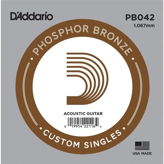 D'Addario PB042 Phosphor Bronze Wound Single String, 42