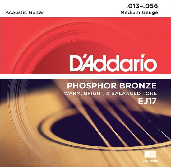 D'Addario EJ17-B25 Phosphor Bronze Acoustic Bulk Pack, Medium, 25 Sets