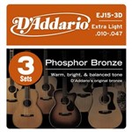 DAddario EJ15 3D Phosphor Bronze Three Pack (Extra Light 10-47)