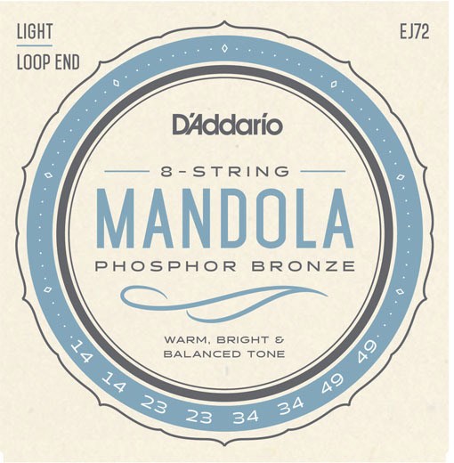 D'Addario EJ72 Phosphor Bronze 8 String Mandola, Light, 14-49