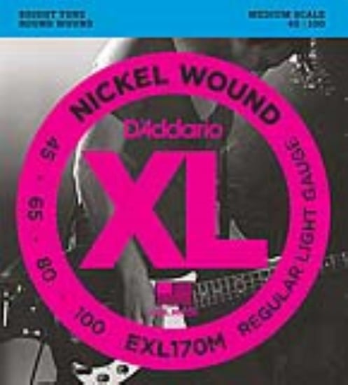 D'Addario EXL170M Nickel Wound Bass, Light, 45-100, Medium Scale