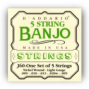 DAddario J60 Nickel Wound 5-String Banjo Strings (9-20)