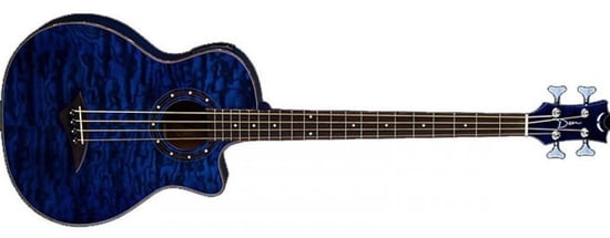 Dean Exotica Quilt Ash Acoustic Bass with Aphex (Trans Blue)