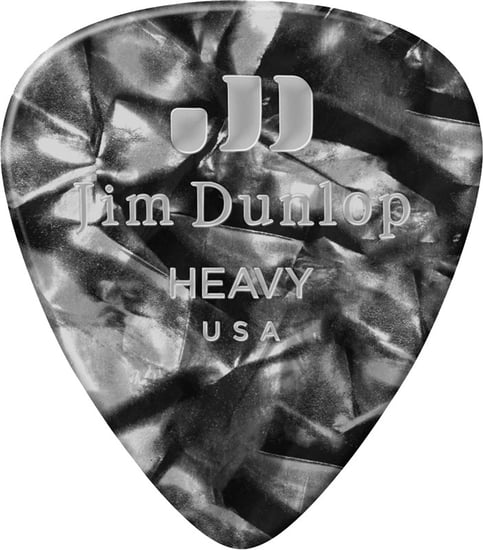 Dunlop 483P Genuine Celluloid Picks, Heavy, Black Pearloid, 12 Pack