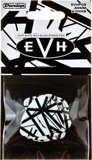 Dunlop EVHP03 EVH VHI Max-Grip Picks, White/Black Stripes, 6 Pack