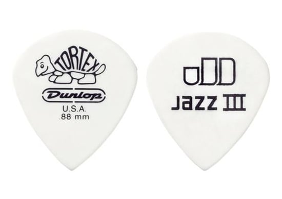 Dunlop 478P Tortex Jazz III Picks, 1mm, White, 12 Pack