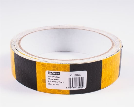 Eagle Y011RBYA Reflective Tape, 25mm, Yellow/Black Check