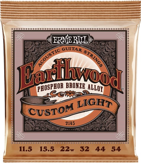 Ernie Ball 2145 Earthwood Phosphor Bronze Acoustic, Custom Light, 11.5-54