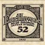 Ernie Ball 1452 Earthwood 80/20 Bronze Acoustic Single String, 52