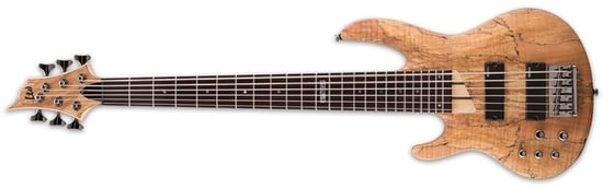 ESP LTD B-206SM Bass, Spalted Maple, 6 String, Natural Satin, Left Handed
